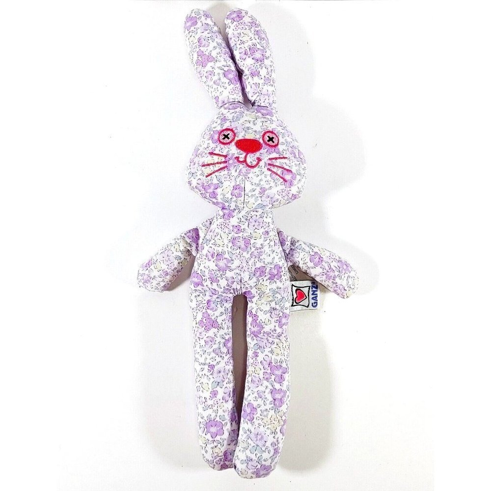 Ganz Springtime Bunnies Bunny Rabbit Plush Doll Purple Floral 16"